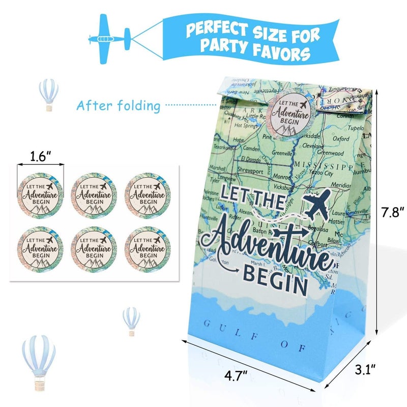 Yaaaaasss! Adventure Party Favor Bags - 24 Pack Let the Adventure Begin, Awaits Travel Farewell Treat Bags - Themed for Birthday & Baby Showers - Image 2